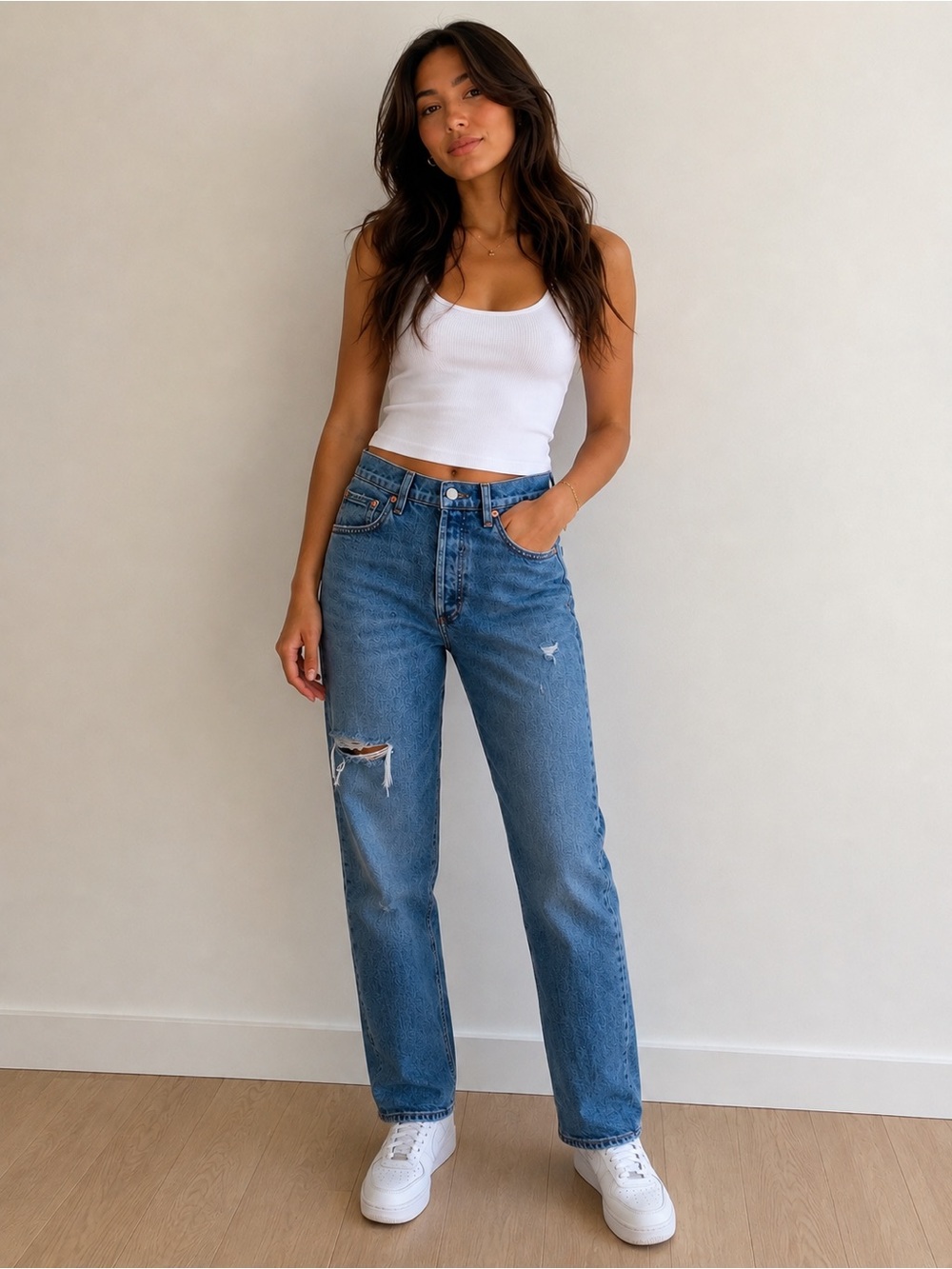Denim Forum “The Arlo” High‑Rise Straight Jeans – Medium Wash, Size 29